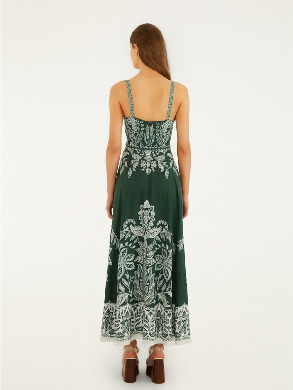 FARM Rio Miranda belted printed linen-blend maxi dress Size Medium NWT - Picture 3 of 16